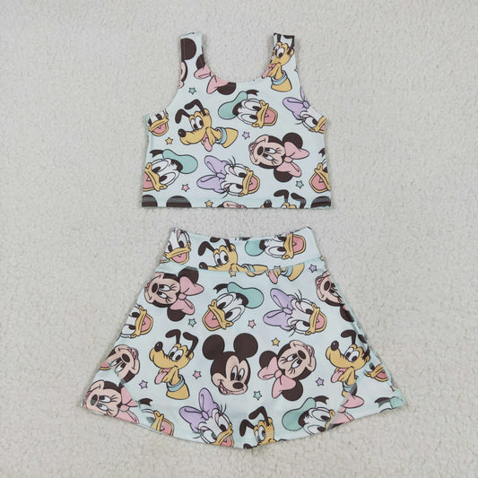 GSD2353 Yoga outfit Cartoon Mickey Mouse Donald Duck Sleeveless Dress Girls Clothes  202504 RTS