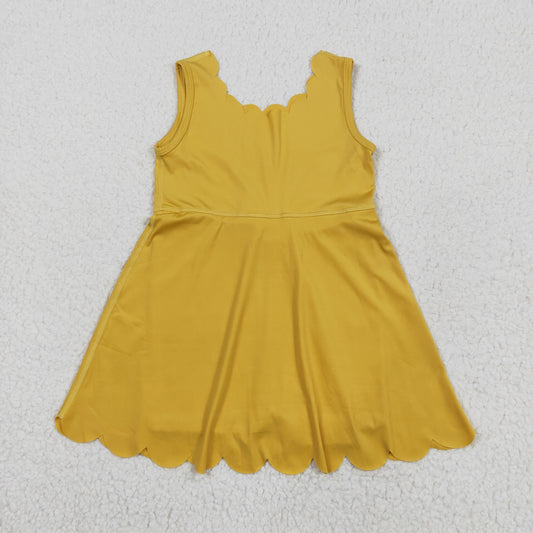 GSD2373 Pure Yellow Sleeveless Yoga Dress Boutique Girls Clothes  202506 RTS