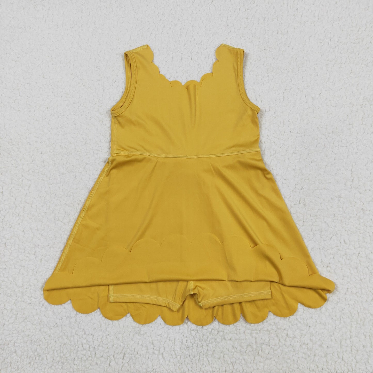 GSD2373 Pure Yellow Sleeveless Yoga Dress Boutique Girls Clothes  202506 RTS