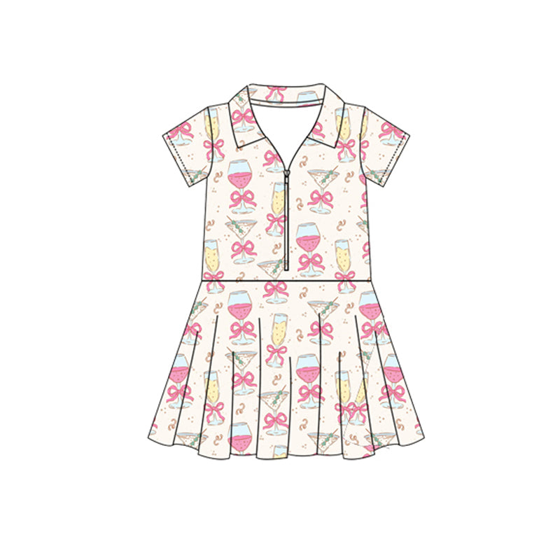 preorder GSD2405 Beige Pink Bows Zippy Dress Boutique Yoga Girls Clothes 202503