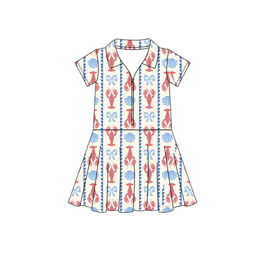 preorder GSD2406 Beige Blue Lobster Zippy Dress Boutique Yoga Girls Clothes 202503