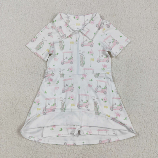GSD2410 Golf White Zippy Dress Boutique Yoga Girls Clothes 202504 RTS