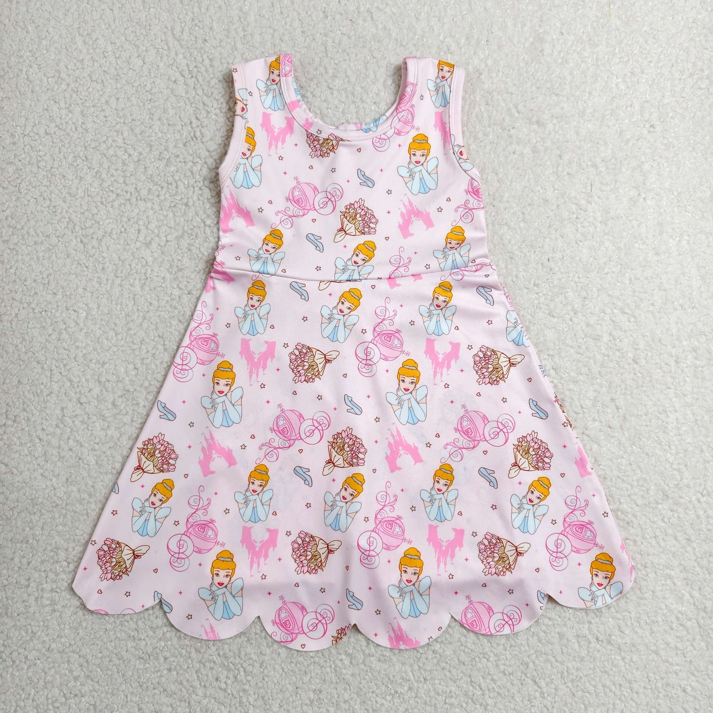 GSD2489 Kids Yoga Dress Pumpkin Car Princess Pink Sleeveless Dress Girls Boutique Clothes  202606 RTS