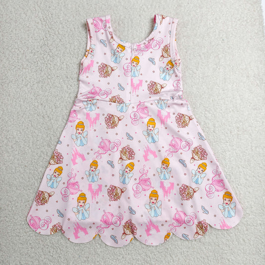 GSD2489 Kids Yoga Dress Pumpkin Car Princess Pink Sleeveless Dress Girls Boutique Clothes 202606 RTS