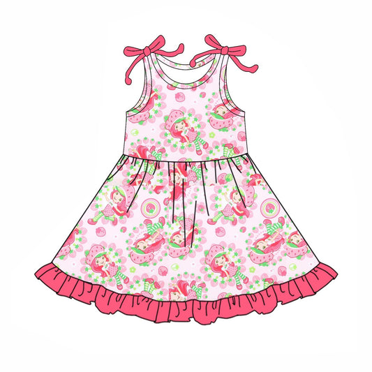 preorder GSD2504 Strawberry Sweetie Girl Pink Ruffle Sleeveless Dress Boutique Outfits 202504