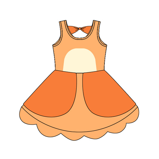 Preorder GSD2514 Bluey orange sleeveless dress Girls Boutique Summer clothes  202504