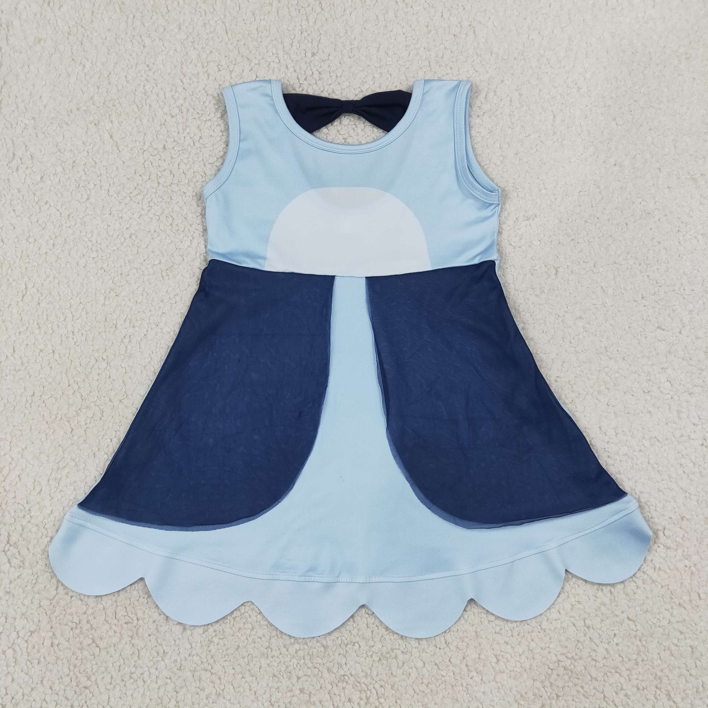 GSD2515 Cartoon Blue Wave Ruffle Sleeveless Dresses for Girls 202607 RTS