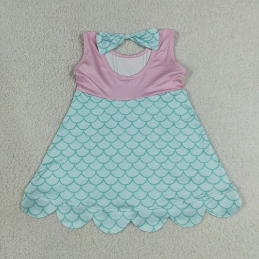 GSD2516 Mermaid Scale Pattern Blue Purple Sleeveless Dresses for Girls 202607 RTS