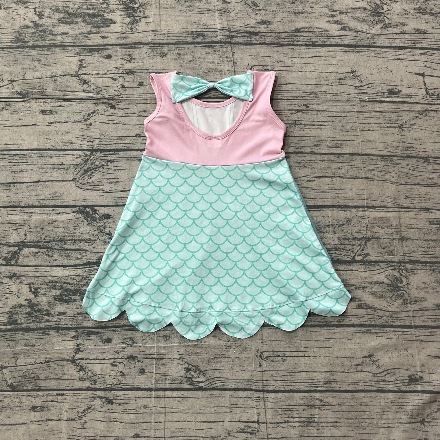 NO MOQ Preorder GSD2516 Mermaid Scale Pattern Blue Purple Sleeveless Dresses for Girls 202604