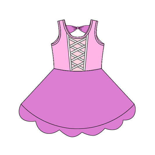 Preorder GSD2518 pink purple sleeveless dress Girls Boutique Summer clothes  202504