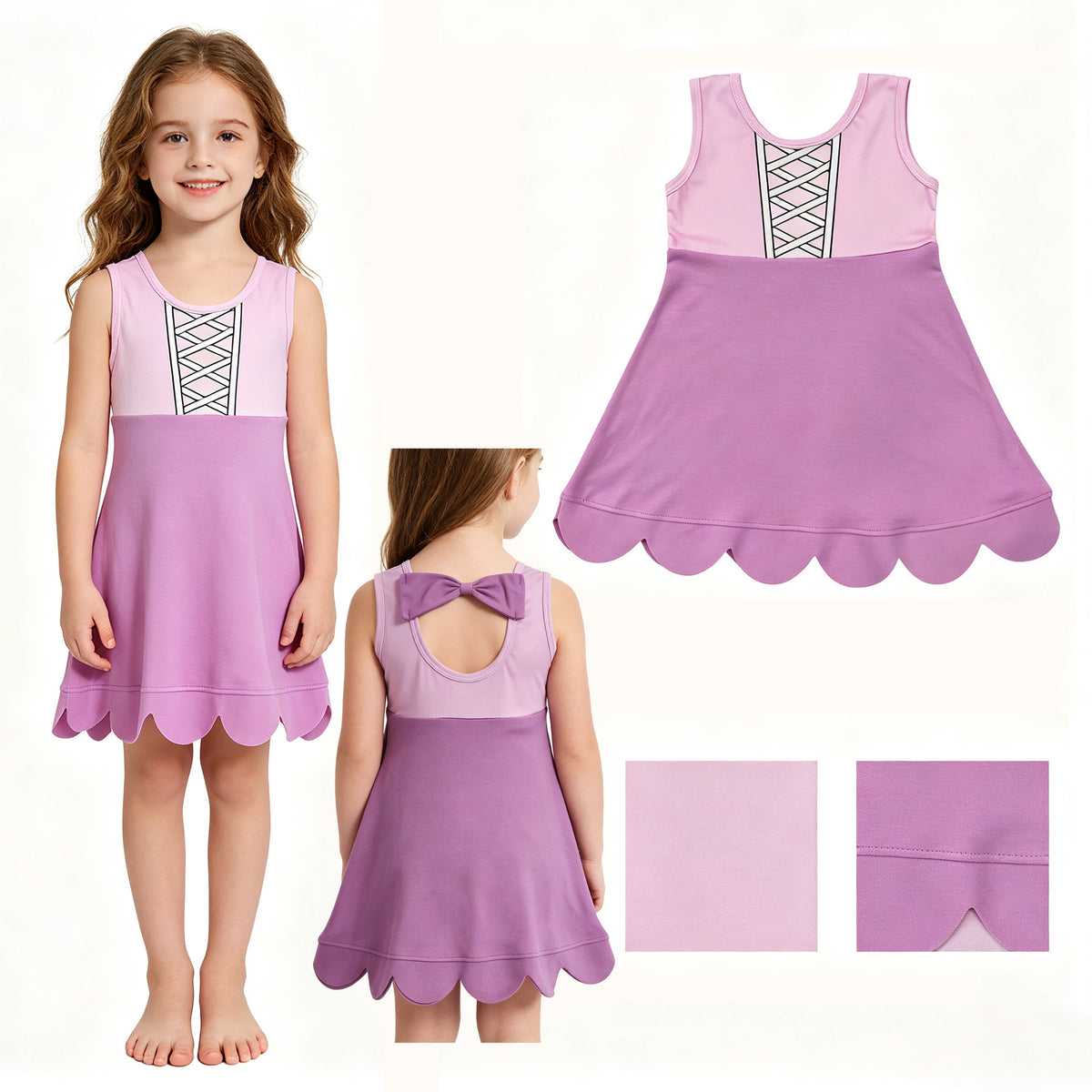 GSD2518 Pink Purple Sleeveless Dresses for Girls 202607 RTS