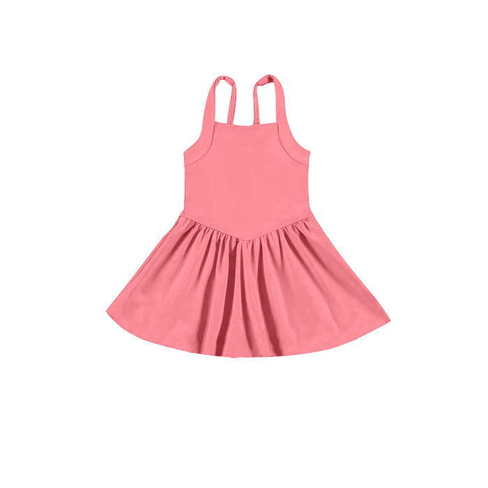preorder GSD2558 Pure Pink Sleeveless Tunic Ruffle Yoga Dress Girls boutique outfit 202505