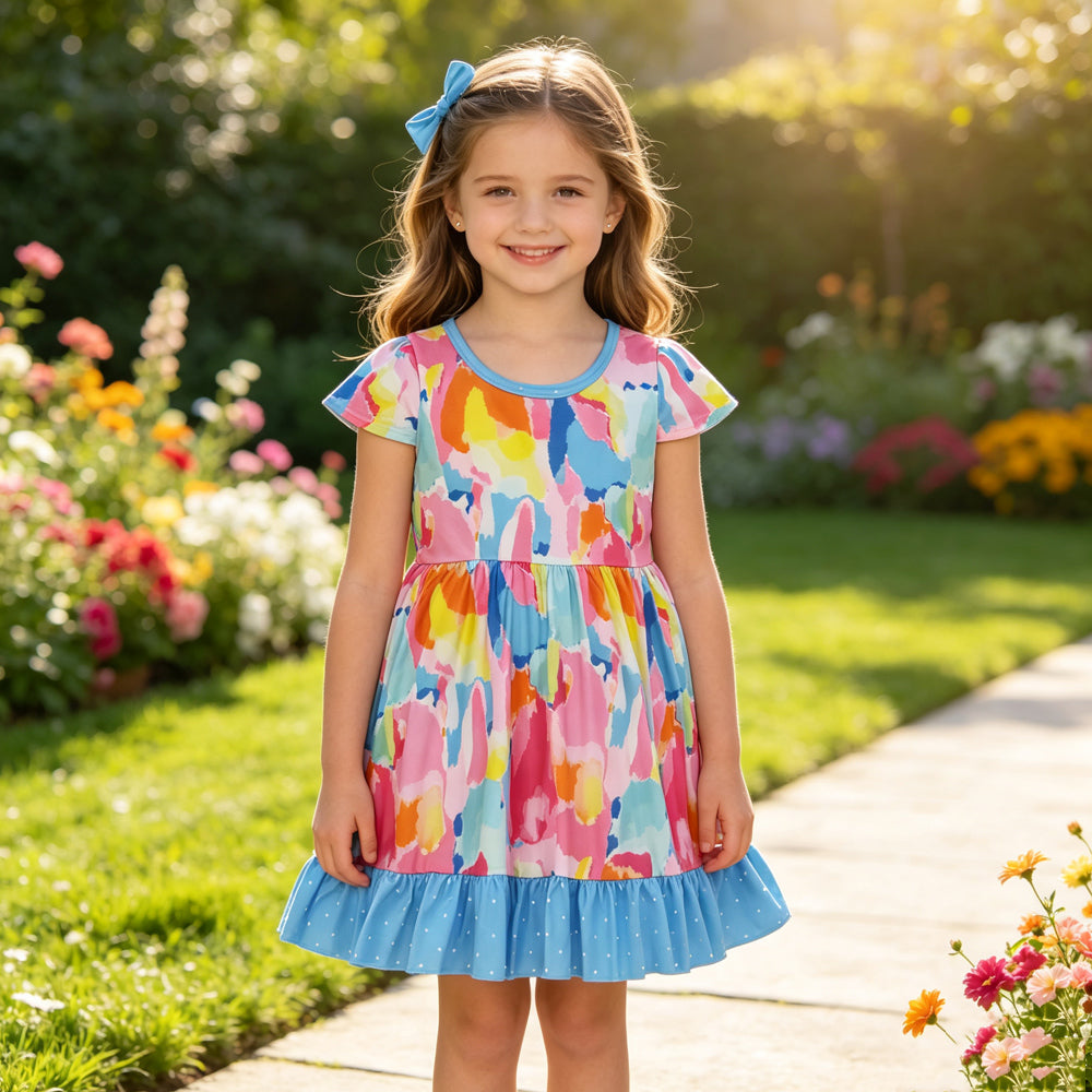 GSD2610 RTS toddler clothes color baby girl summer dress