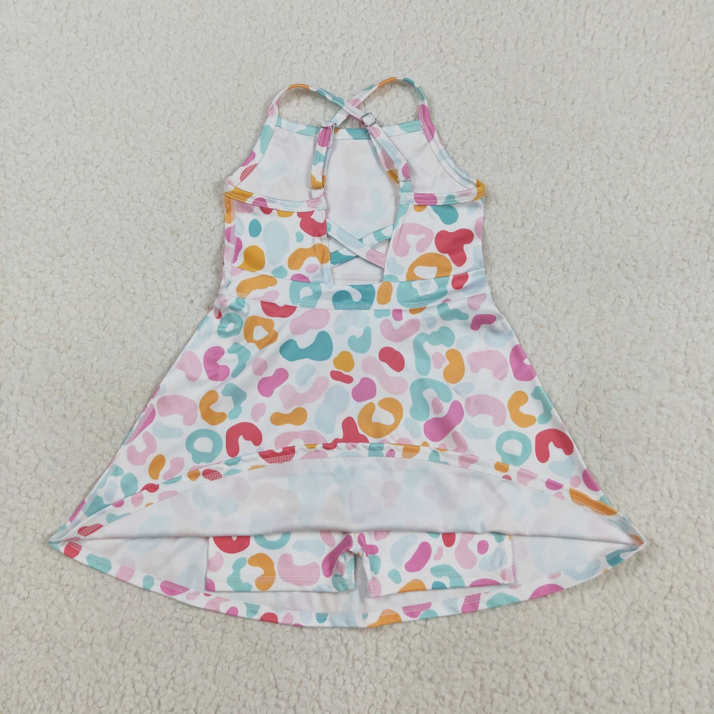 GSD2645 Girls Boutique Colored Leopard Halter Yoga Dress 202508 RTS