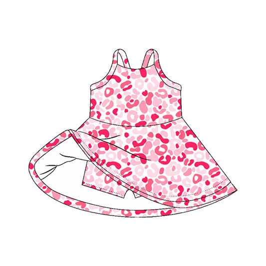 Preorder GSD2647 Girls Boutique Pink Red Leopard Halter Yoga Dress 202505