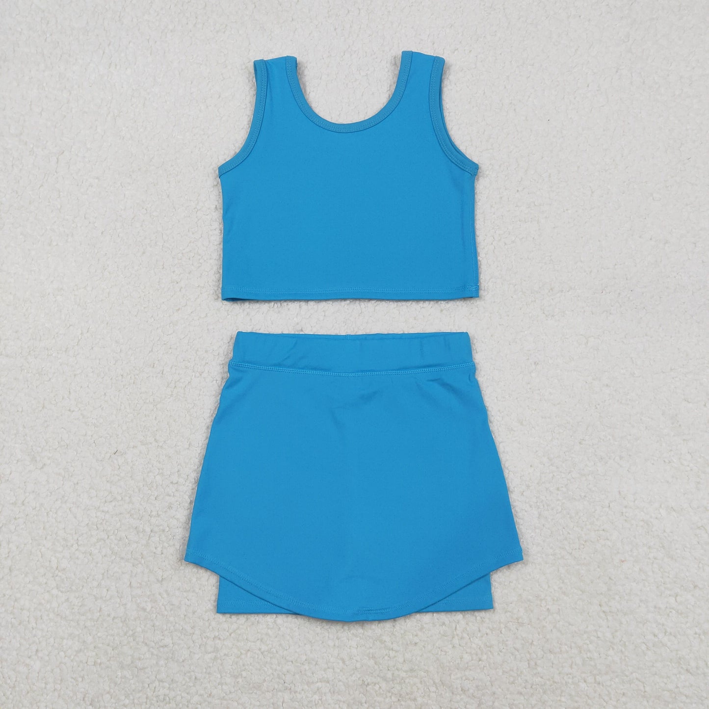 GSD2659 Girls Yoga Sets Pure Blue Sleeveless Skirts 202511 RTS