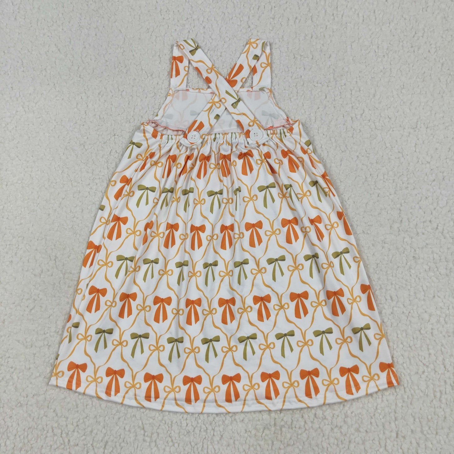 GSD2676 Girls Boutique Bow Pocket Orange Sleeveless Dress   202507 RTS