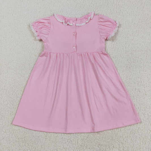 GSD2718 Girls Boutique Smocked Bows Pink Ruffle Short Sleeve Dress 202508 RTS