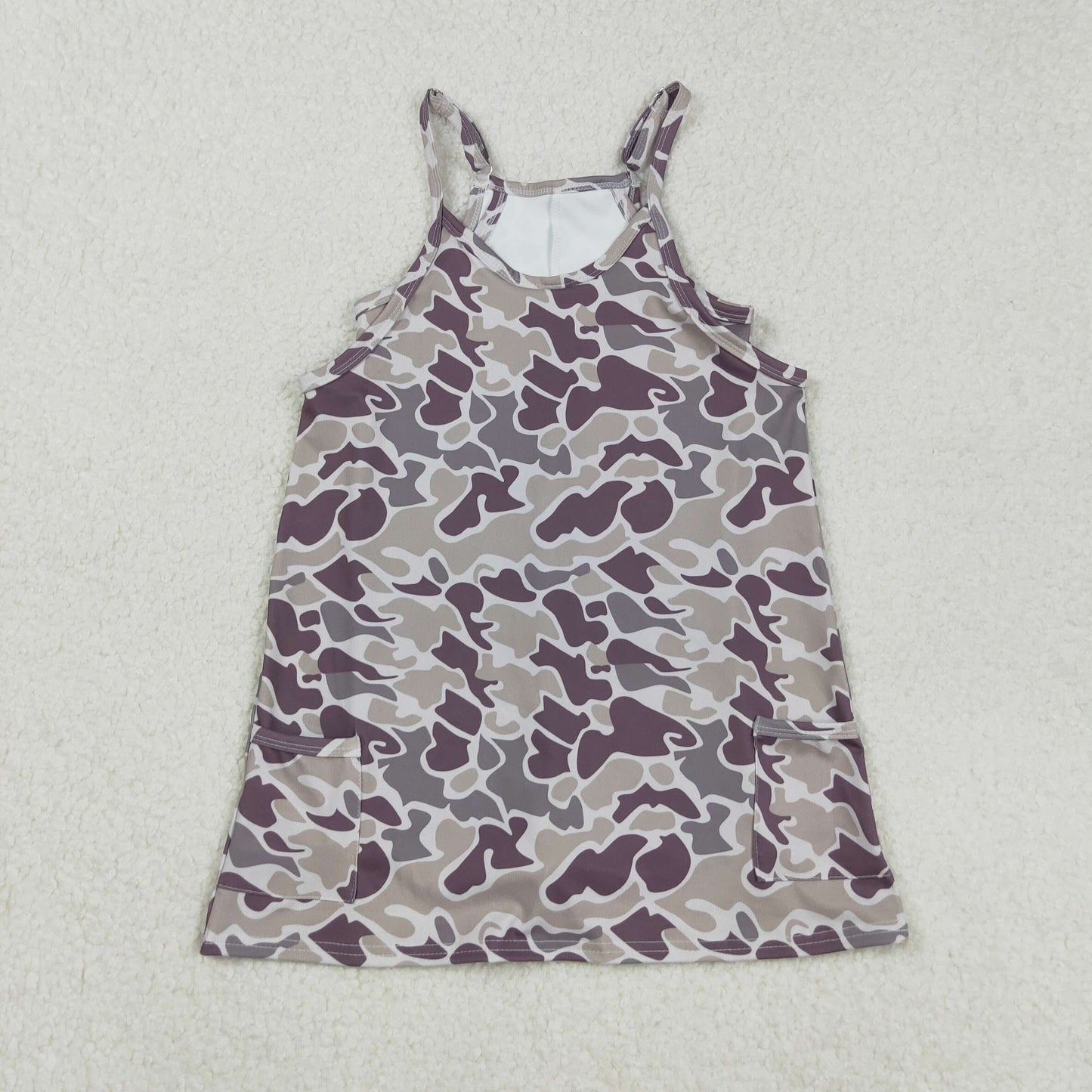 GSD2719 Baby Girls Gray Brown Camouflage Athletic Yoga Dress 202508 RTS