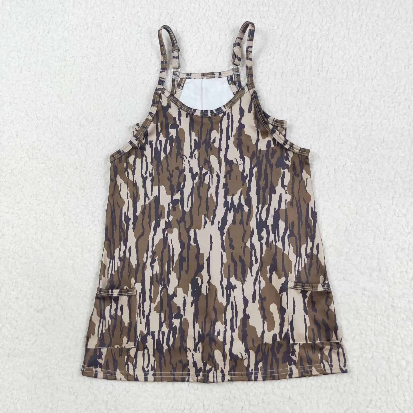 GSD2720 Baby Girls Brown Leaf Camouflage Athletic Yoga Dress 202508 RTS