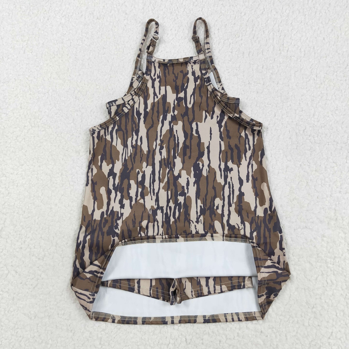 GSD2720 Baby Girls Brown Leaf Camouflage Athletic Yoga Dress 202508 RTS