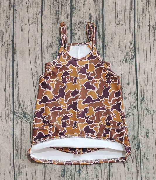 preorder GSD2722 Baby Girls Yellow Brown Camouflage Athletic Yoga Dress 202508