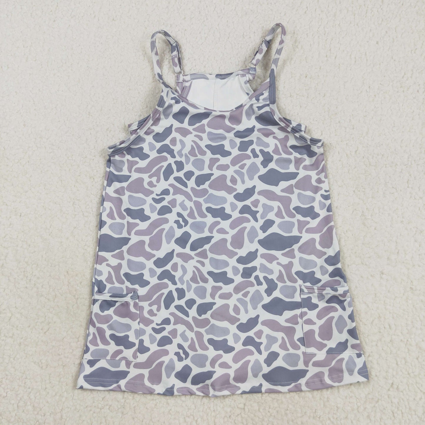 GSD2723 Baby Girls Gray Blue Camouflage Athletic Yoga Dress 202508 RTS