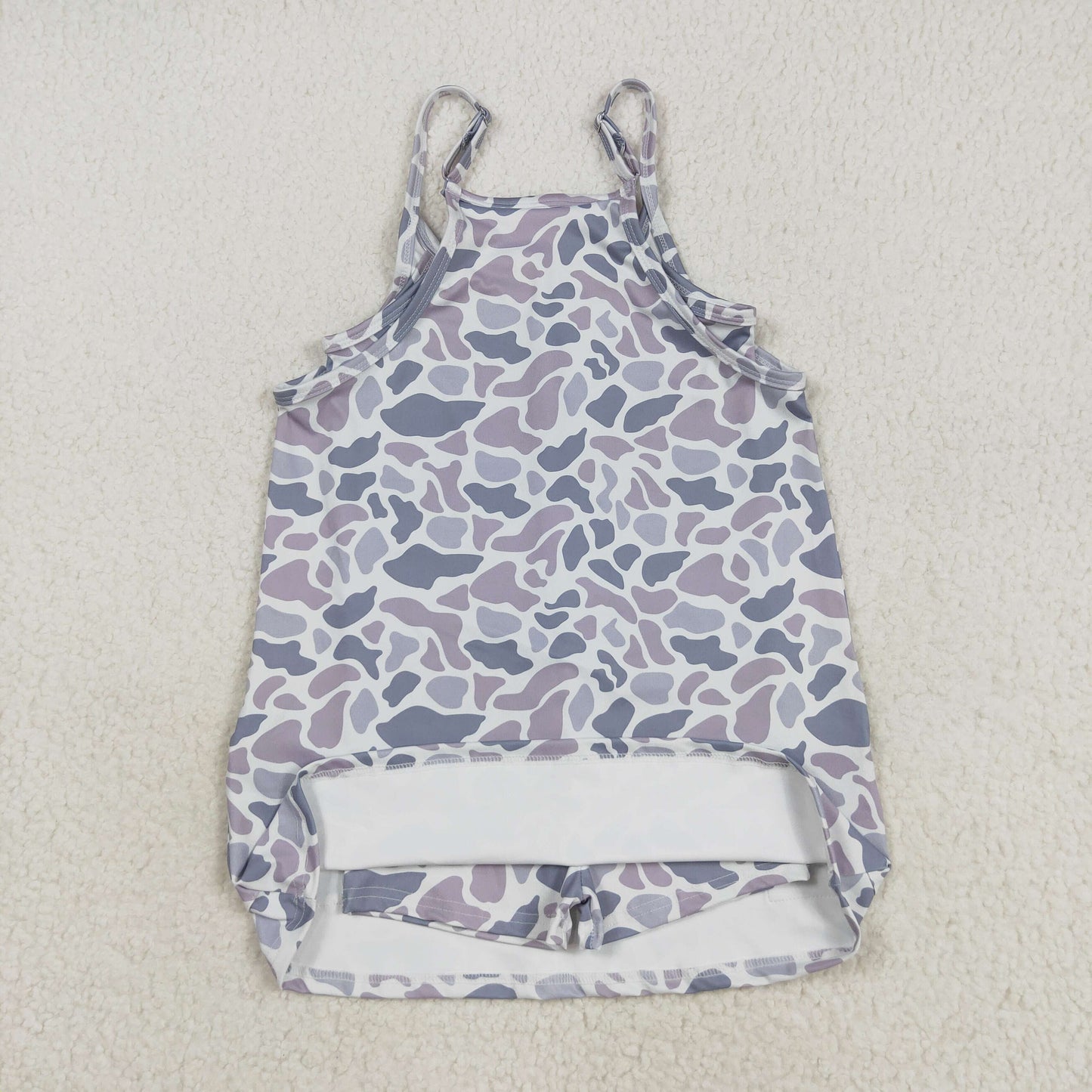 GSD2723 Baby Girls Gray Blue Camouflage Athletic Yoga Dress 202508 RTS