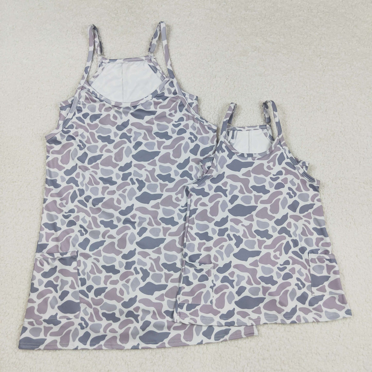 GSD2733 Adult Female Gray Camouflage Halter Yoga Dress 202508 RTS