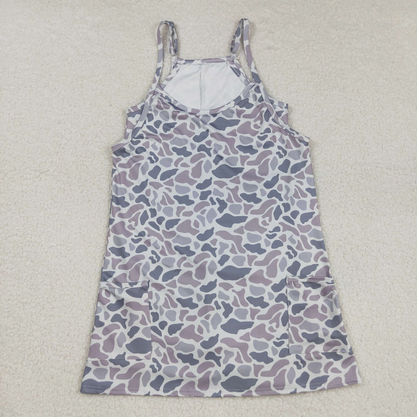 GSD2733 Adult Female Gray Camouflage Halter Yoga Dress 202508 RTS