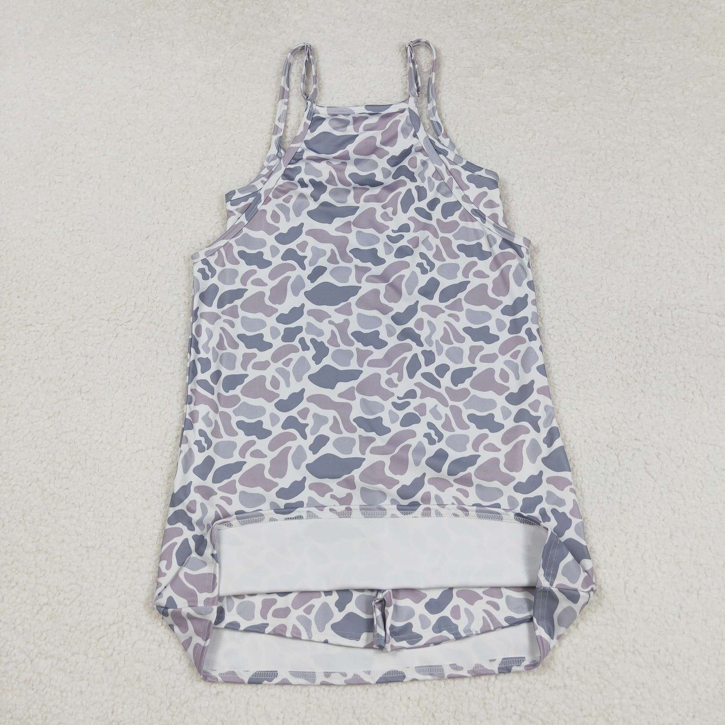 GSD2733 Adult Female Gray Camouflage Halter Yoga Dress 202508 RTS