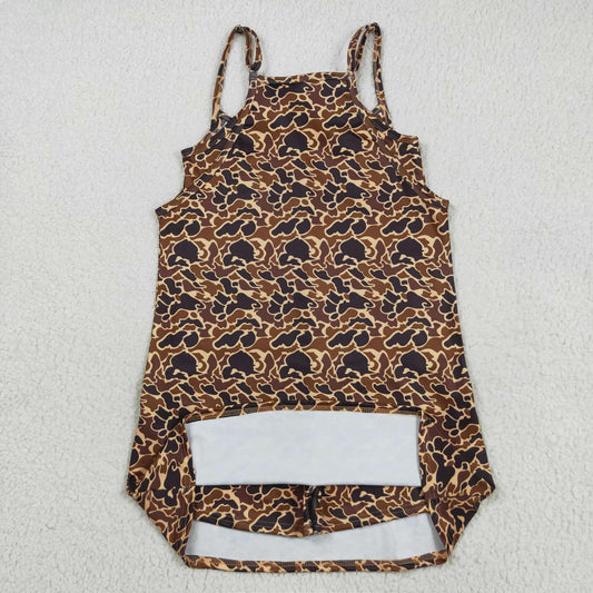 GSD2735 Adult Female Brown Camouflage Halter Yoga Dress 202508 RTS