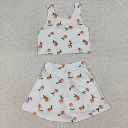 GSD0993 改--GSD2738 Peach fruit sleeveless pantsuit colourful girls clothing sets