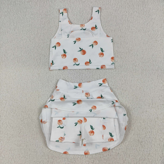 GSD0993 改--GSD2738 Peach fruit sleeveless pantsuit colourful girls clothing sets