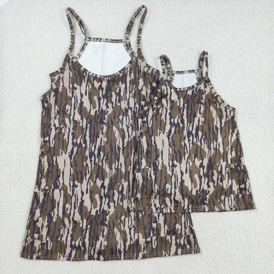 GSD2744 Adult Female Army Green Camouflage Halter Yoga Dress 202508 RTS