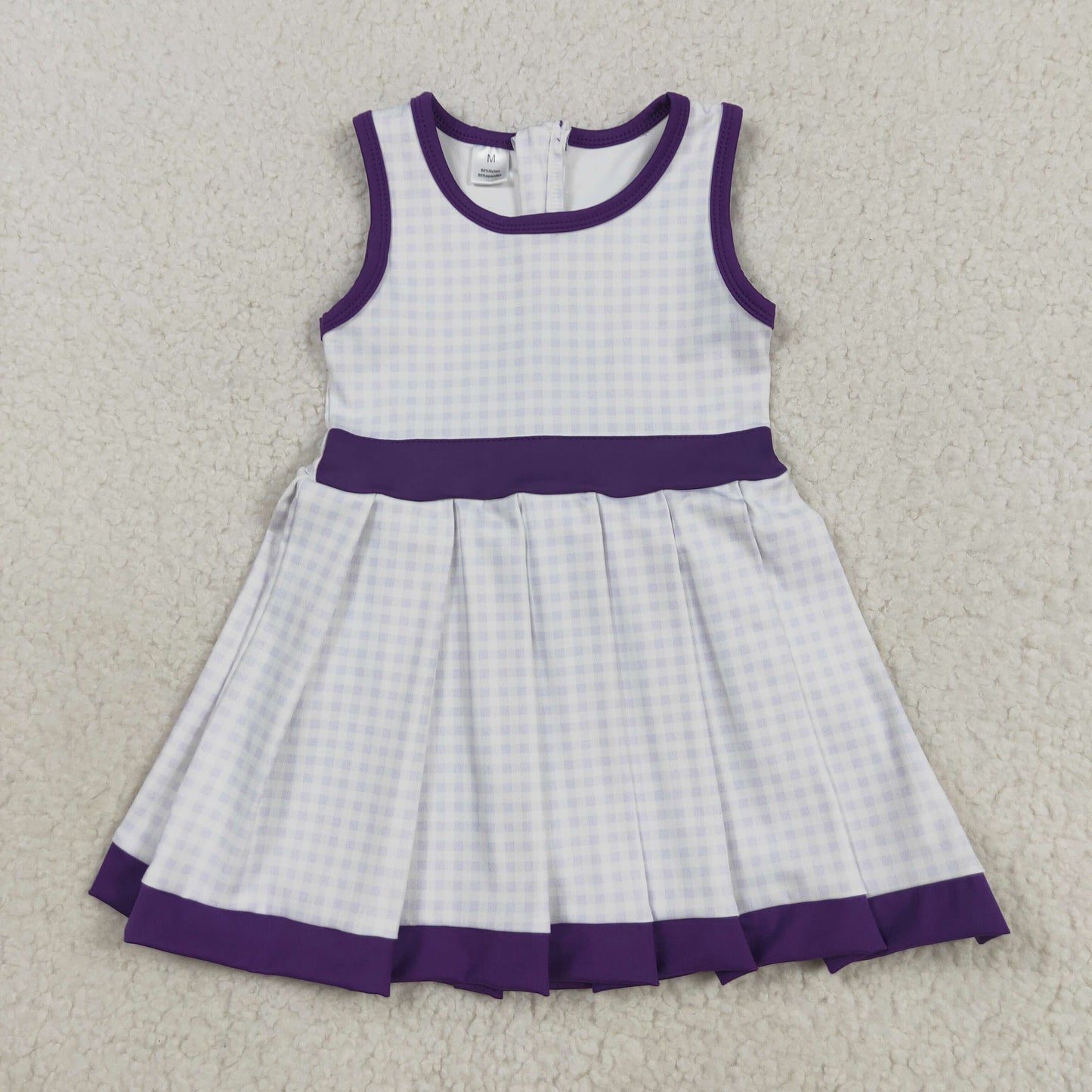 GSD2758 Purple Plaid Tunic Pleated Sleeveless Dress Girls Athletic Yoga Dress 202508 RTS