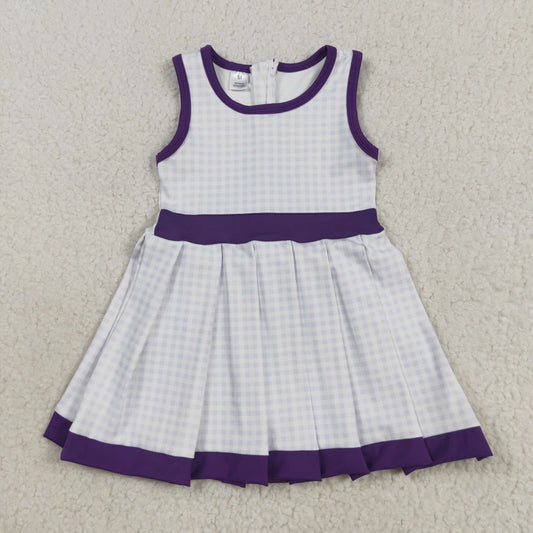 GSD2758 Purple Plaid Tunic Pleated Sleeveless Dress Girls Athletic Yoga Dress 202508 RTS
