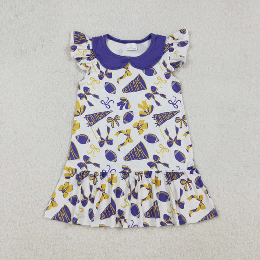 GSD2784 Go Team Bows Purple Flying Sleeve Dresses for Girls 202509 RTS