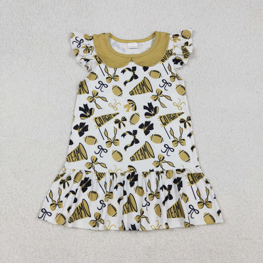 GSD2788 Go Team Bows Ginger Yellow Flying Sleeve Dresses for Girls 202509 RTS