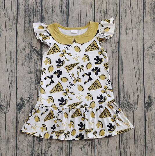 GSD2788 Go Team Bows Ginger Yellow Flying Sleeve Dresses for Girls 202509 RTS