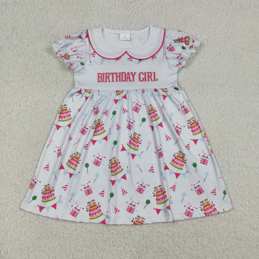 GSD2854 Embroidered Happy Birthday Day Doll Collar Short Sleeve Dresses for Girls  202601 RTS