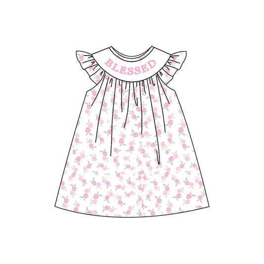 MOQ 8 Preorder GSD2856 Flowers Blesses Ruffle Flying Sleeve Dresses for Girls  202510