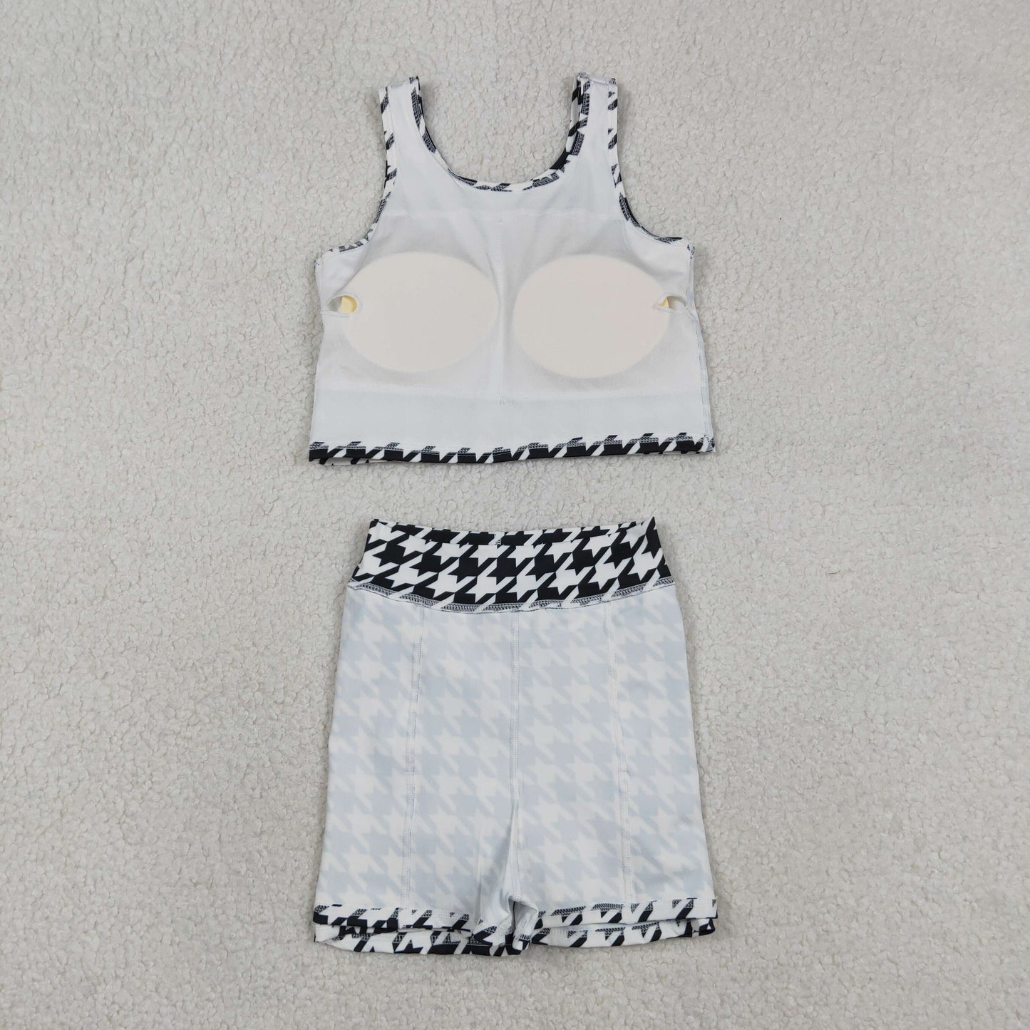 GSD2858 Black and White Houndstooth Sleeveless Top Skirts Girls Yoga Sets 202512 RTS