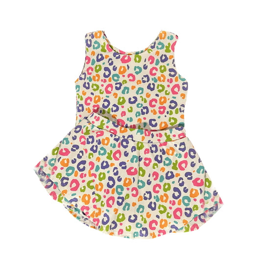 MOQ 8 preorder GSD2872 Mardi Gras Colored Leopard Sleeveless Top Skirts Girls Yoga Sets 202510