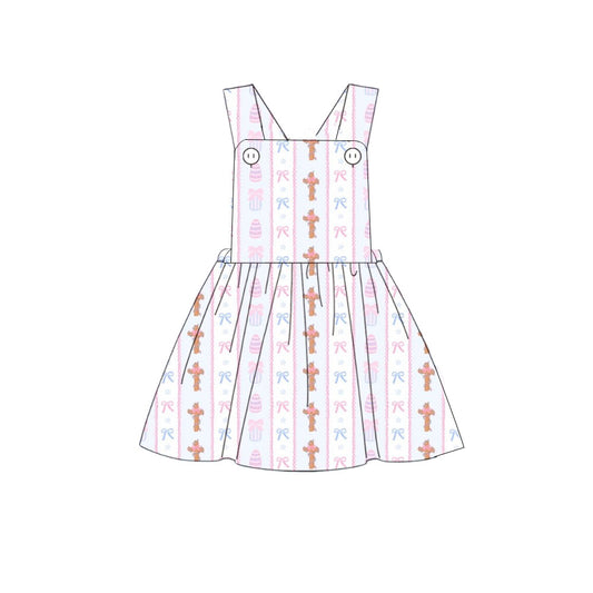 MOQ 8 Preorder GSD2880 Easter Cross Bows Pink Sleeveless Dresses for Girls  202510