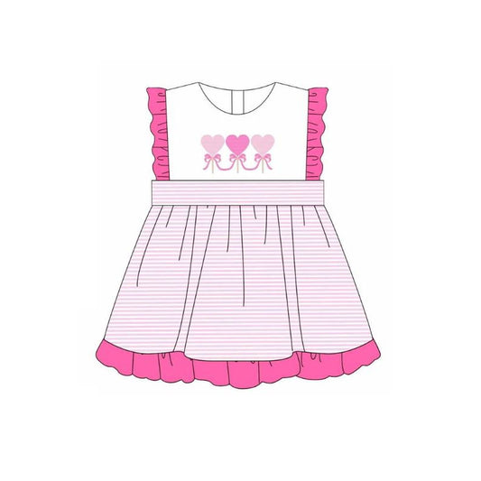 MOQ 8 Preorder GSD2884 Valentine's Day Love Rose Red Stripe Ruffle Sleeveless Dresses for Girls  202510