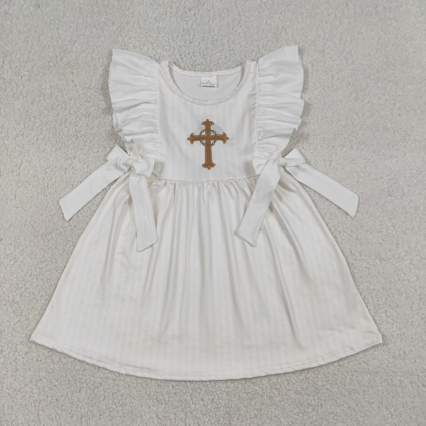 GSD2904 Easter Cross Ruffle Sleeveless Dresses for Girls 202601 RTS