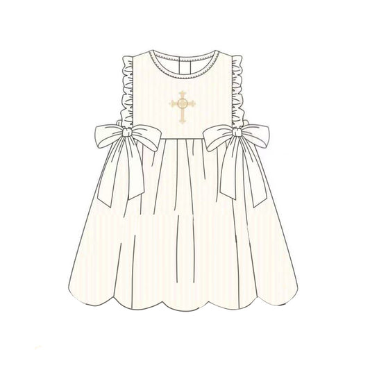 MOQ 5 Preorder GSD2904 Easter Cross Ruffle Sleeveless Dresses for Girls 202510