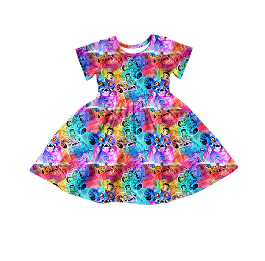 MOQ 5 Preorder GSD2920 Kpop Colored Short Sleeve Dresses for Girls 202510