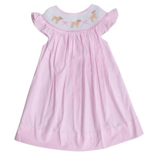 MOQ 5 Preorder GSD2921 Cute Puppy Bows Pink Flying Sleeve Dresses for Girls 202510